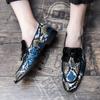Brand Men's Comfortable Pointed Banquet Leather Shoes Korean Version Men Spring Snake Skin Pattern Casual Leather Shoes
