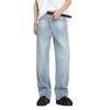 VOGUO RELAYB02 Men's Loose Straight Washed Blue Denim Jeans