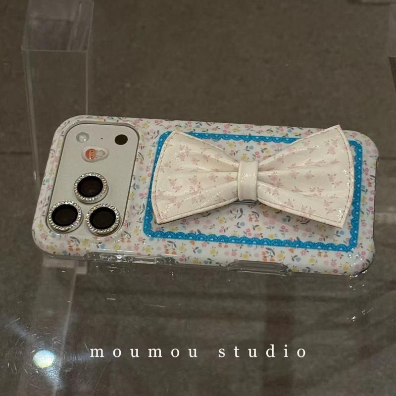 Girl's Heart Floral Bow Bracket Is Suitable for iPhone17promax Apple 16pro Mobile Phone Case 15pro Tide