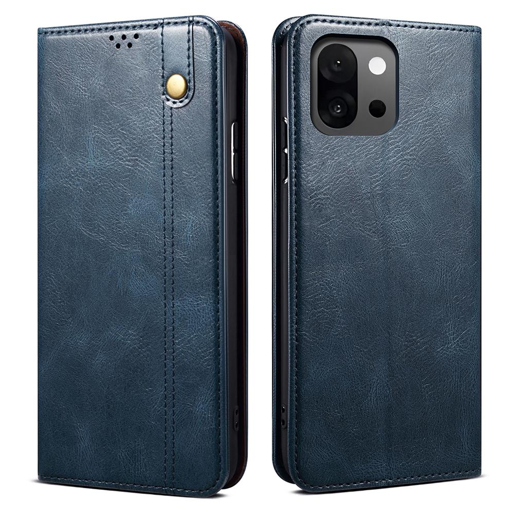 

For OnePlus 13T 5G Case Crazy Horse Texture Waxy Leather Wallet Stand Phone Cover Blue