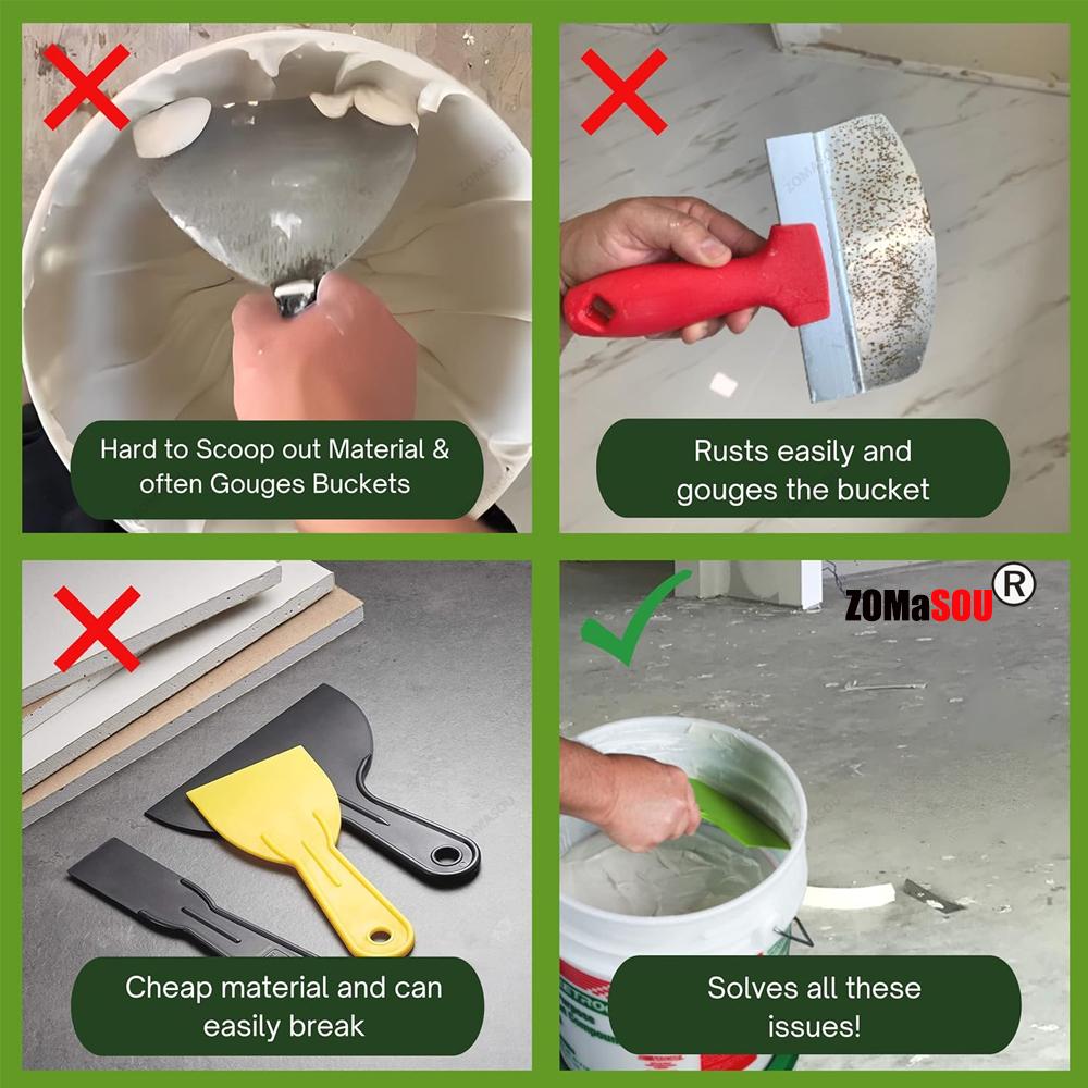 1/2Pcs Curved Bucket Scoop Scraper Spackle Paint Putty Knife Drywall Finishing Plaster Scraping Decals Patch Construction Tools