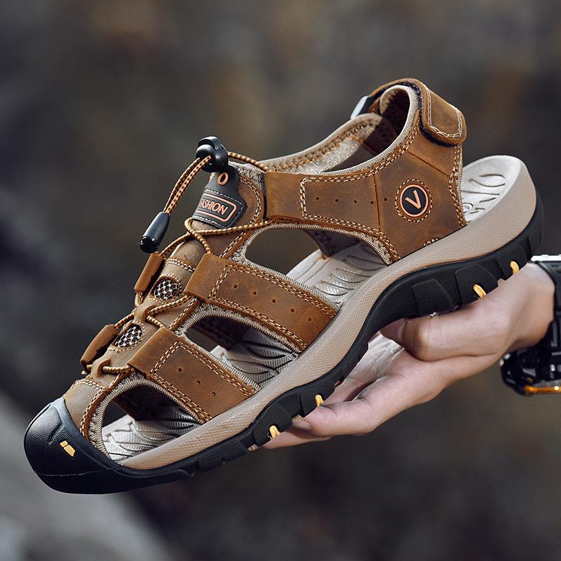 2019 Summer Men's Leather Trekking Sandals - Outdoor Stream-Crossing Cowhide Beach Shoes
