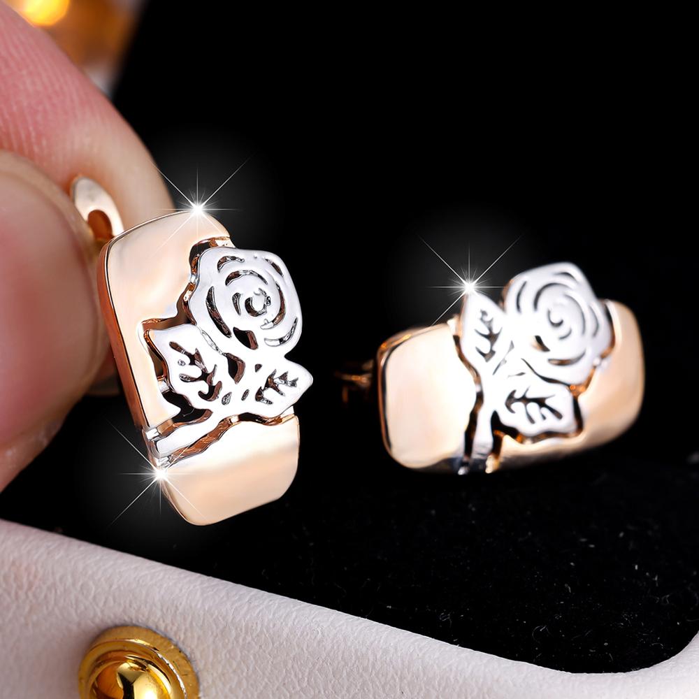 

Роскошные винтажные полые серьги с цветком для женщин, два цвета, серьги-кольца, повседневные модные вечерние украшения золотой