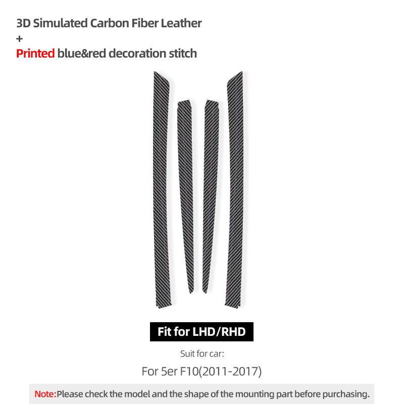 For BMW F10 Series 5 Made of Alcantara Car Interior Door Panel Trim Strip Performance Sticker 4pcs Carbon Fiber Auto Accessories Carbon Fiber Leather