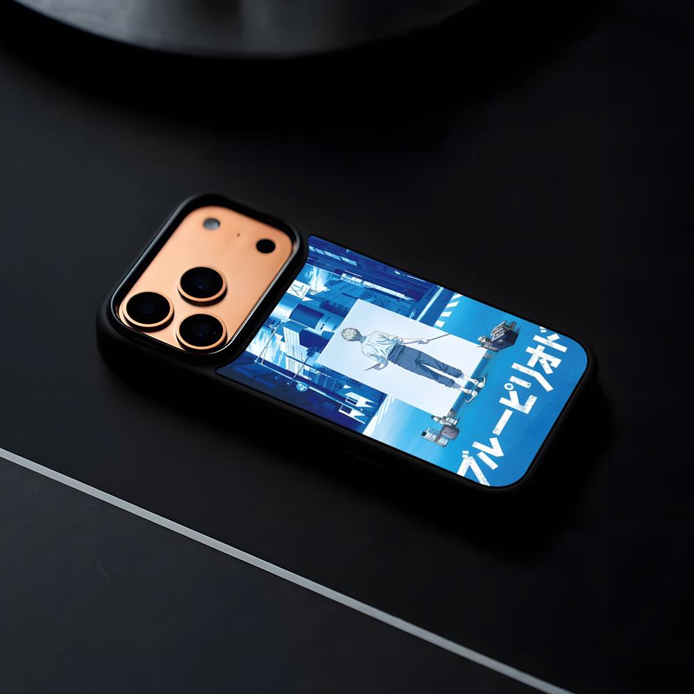 Anime Blue Period Handyhülle Für IPhone 17 16 15 14 13 12 Pro Max Plus Schwarzer Rahmen Harte Schale
