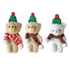 Lovely Cartoon Bear Doll with Christmas Scarf Hat Cake Decoration Plush Animal Stuffed Toy for Kid Girls Children Gift