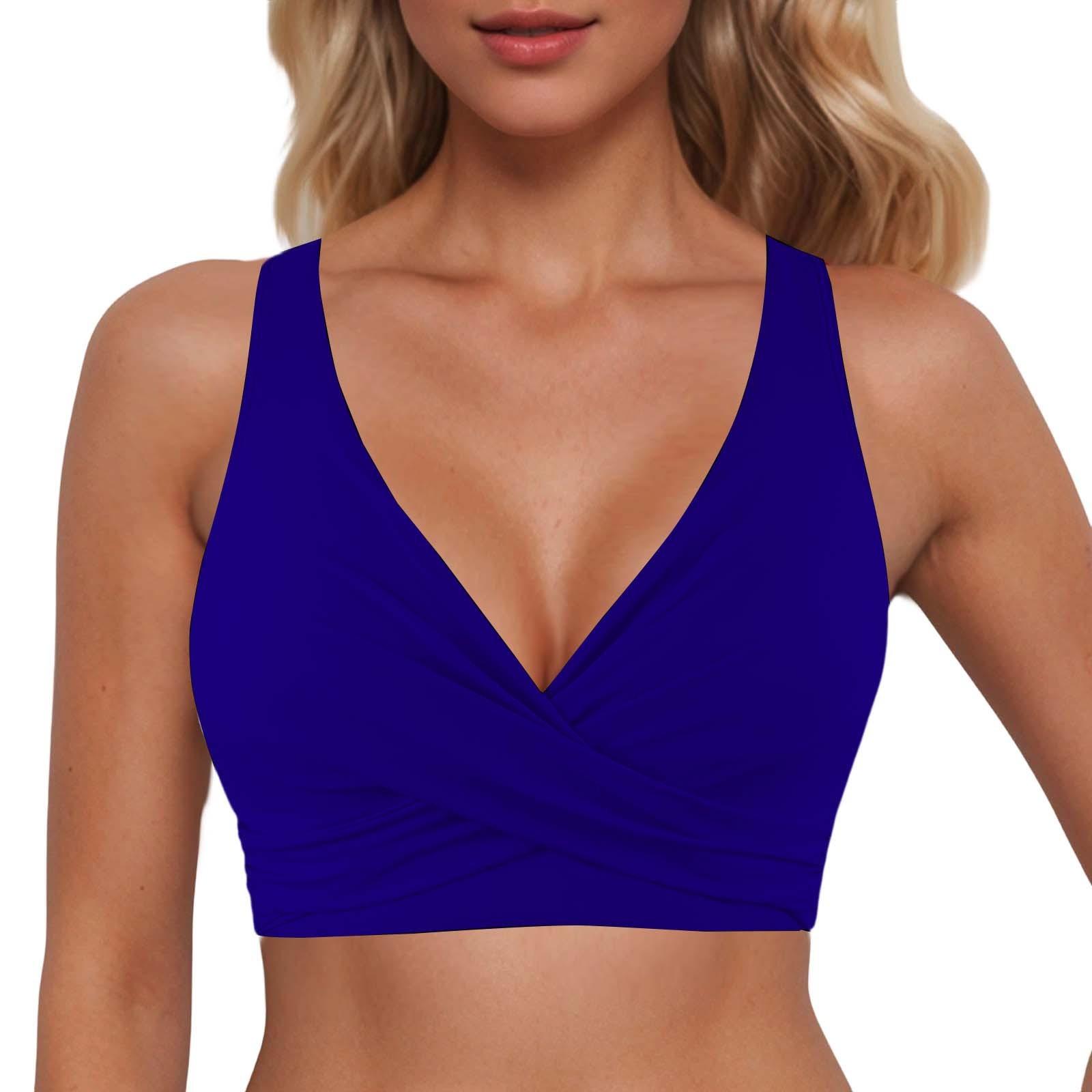 

Women Crisscross Back Longline Sports Bra High Impact Shockproof Wireless Yoga Bra for Gym Running Fitness 2XL темно-синього кольору