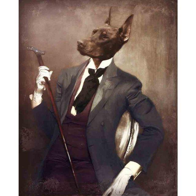 Funny Animal Posters Deer Cat Dog Portrait Poster Paintings and Canvas Painting Nordic Wall Art Pictures Room Living Room Decoration No Frame