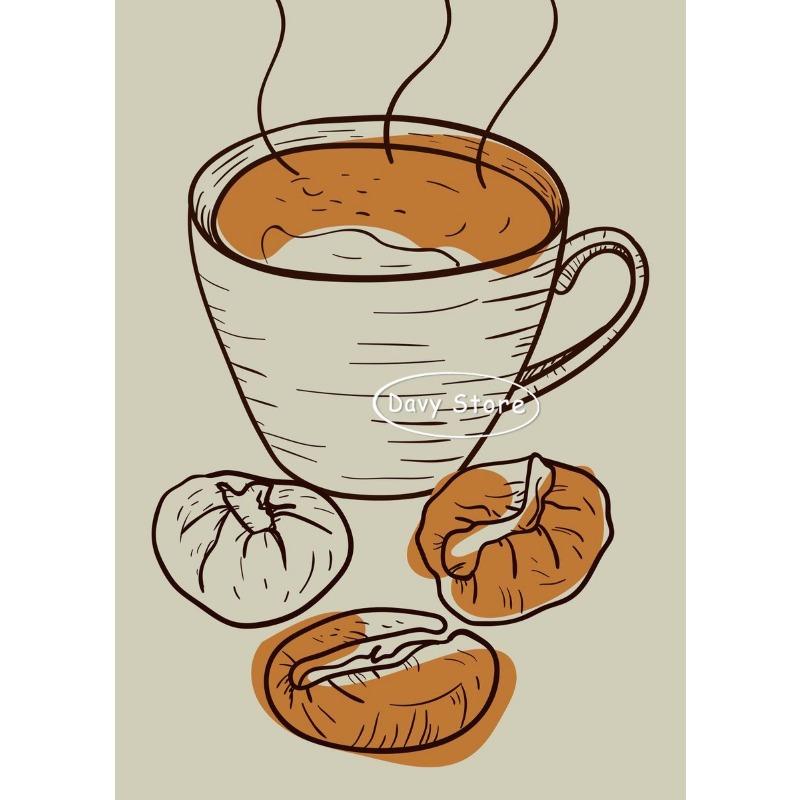 Coffee Beans Coffee Cup Espresso Poster and Print Canvas Painting Wall Art Picture for Coffee Bar Cafe Home Decor Cuadros