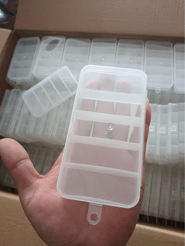 Clear Plastic Five-Compartment Fishing Tackle Box Set
