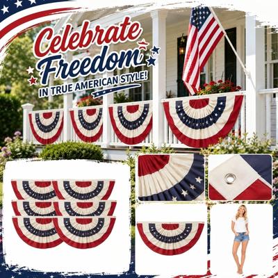 6pc 75x150cm Pleated Fan Shaped Decorative Flags Set with Grommets for Outdoor Indoor Hanging Suitable for Holidays and Events