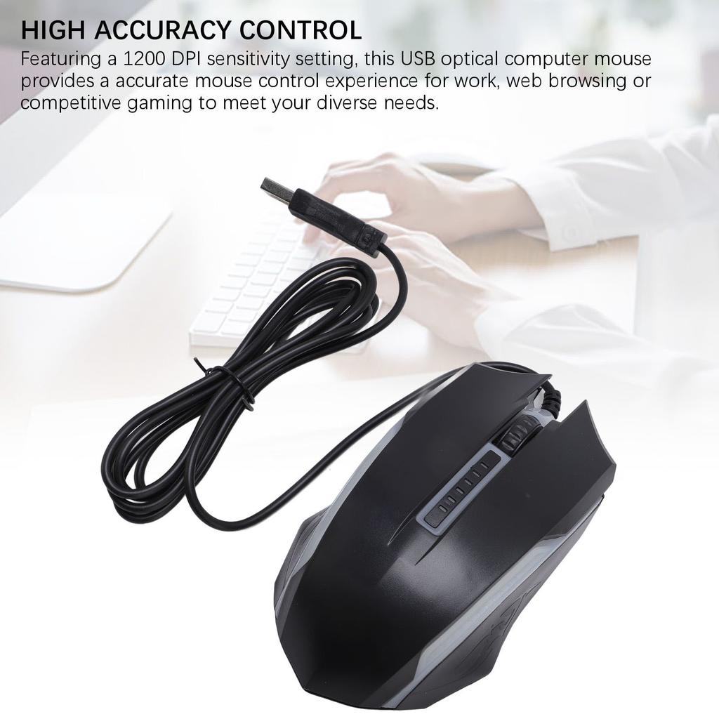 USB Wired Mouse with 4.9ft Cable 1200 DPI Sensitive Comfortable Grip RGB Optical Computer Mouse for