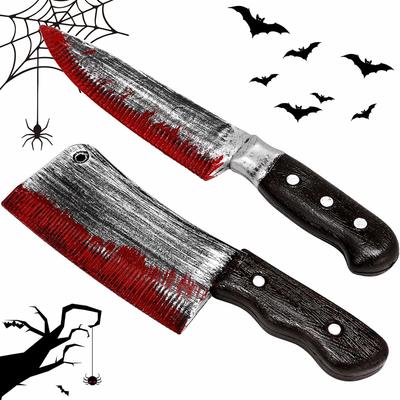 Cuchillo Sangriento de Halloween de Atrezo - Cuchillo de Plástico Falso Realista Para Disfraces de Terror, Accesorios de Fiesta Aterradores y Decoración de Casa Embrujada