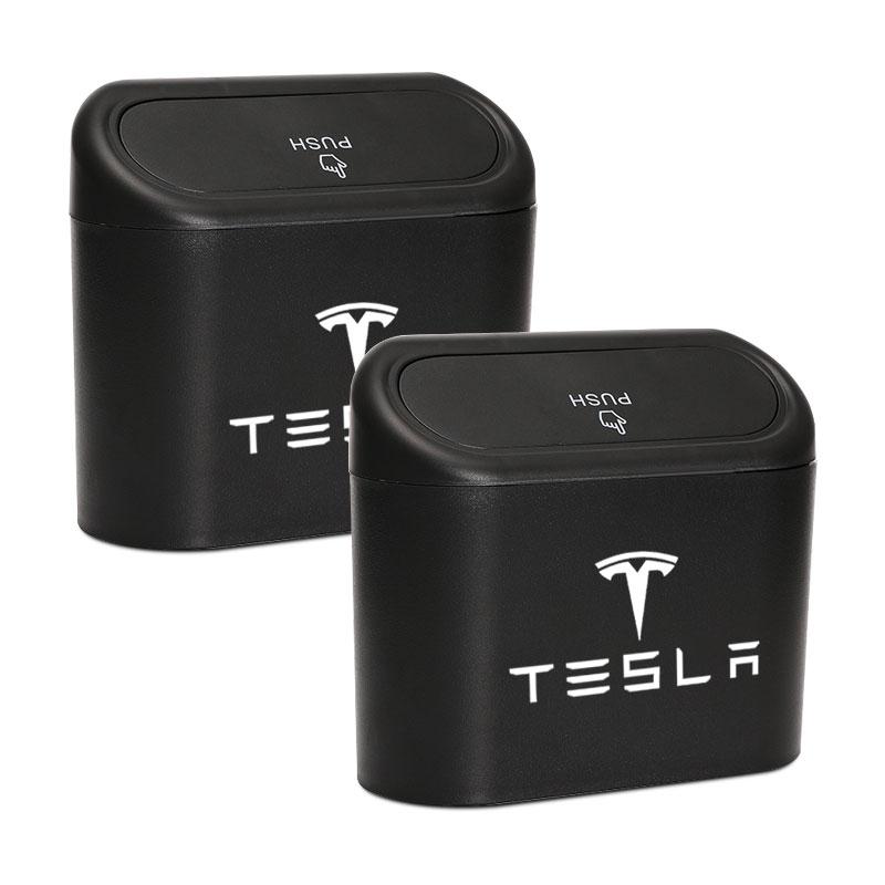 Car Vehicle Case Storage Box Black ABS Square Pressing Trash Can For Tesla Model 3 Model S Model X Y Roadster Performance
