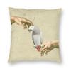 Creation Of Adam Grey Parrot Square Pillowcase Polyester Linen Velvet Creative Zip Decorative Car Cushion Cover