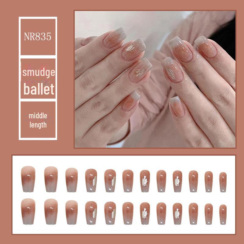 Medium & Long Rectangular T-Shaped Wearable French Cartoon Nail Art Patches - One Size Fake Nails