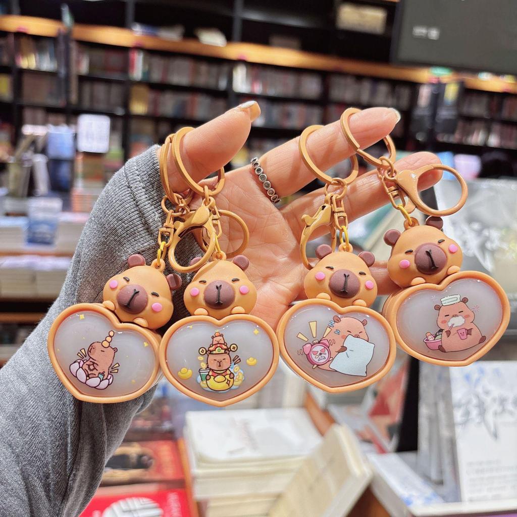 Glowing Capybara Night Light Keychain - Cute Cartoon Pendant