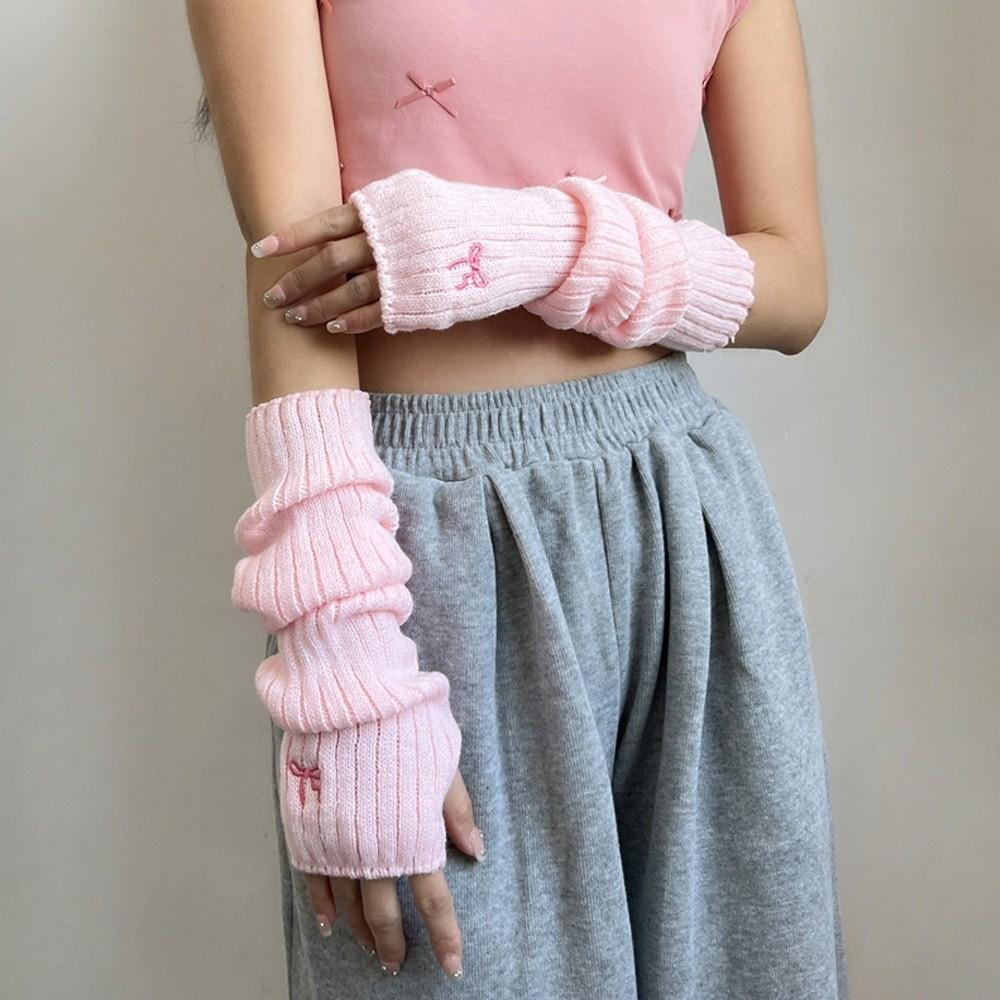 Knitted Warm Arm Sleeve Long Fingerless Gloves Fashion Arm Warmer Gloves  Autumn Winter
