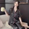 Sweet And Cool Girl Ice Silk Pajamas Women'S Summer Short-Sleeved Trousers Casual Lazy Style Loungewear Can Be Worn Outside