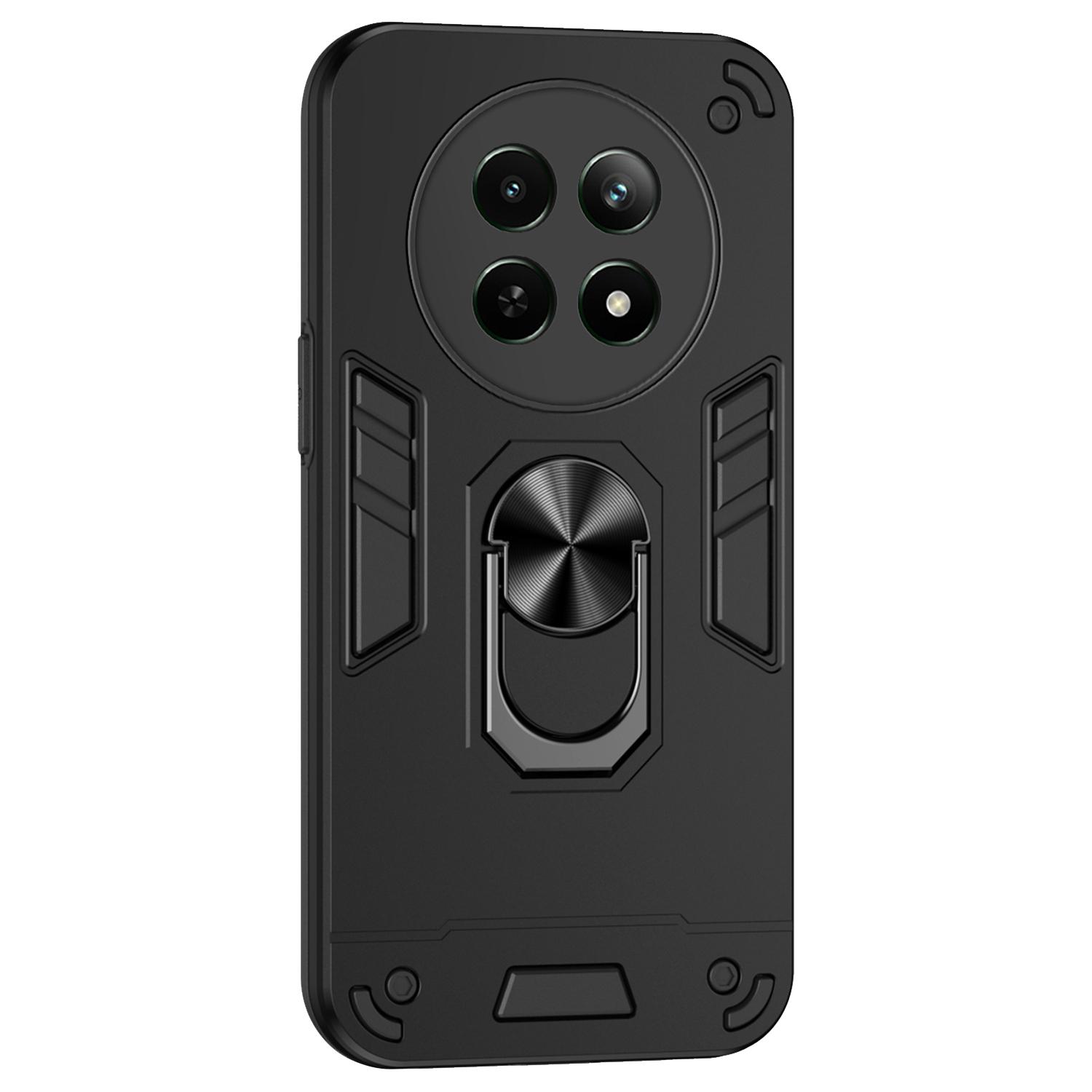 

Для Realme 12 5G чехол PC+TPU противоударный защитный чехол для телефона вращающаяся подставка Black