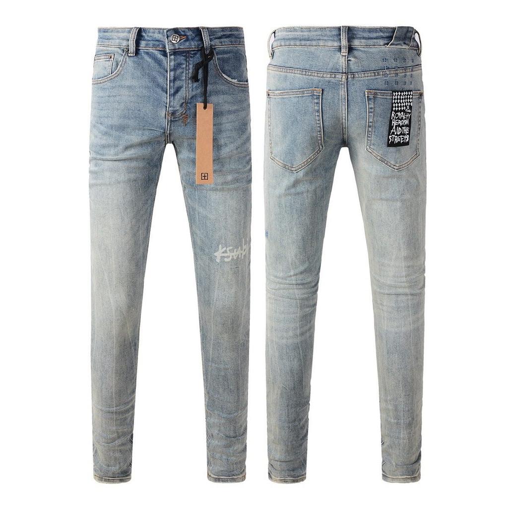 GLYDE New Y2K Jeans Fashion Trends Distressed Damaged Holes Embroidered Stretch Skinny Button Fly Ripped Jeans Pants