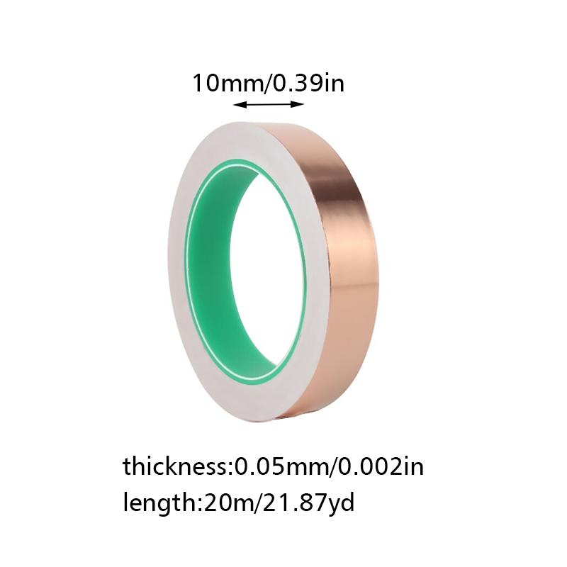 

1 рулон токопроводящей медной ленты для самостоятельного изготовления экранирующей ленты для защиты от слизней и улиток, медной фольги, универсальной ленты 20 м 10mm