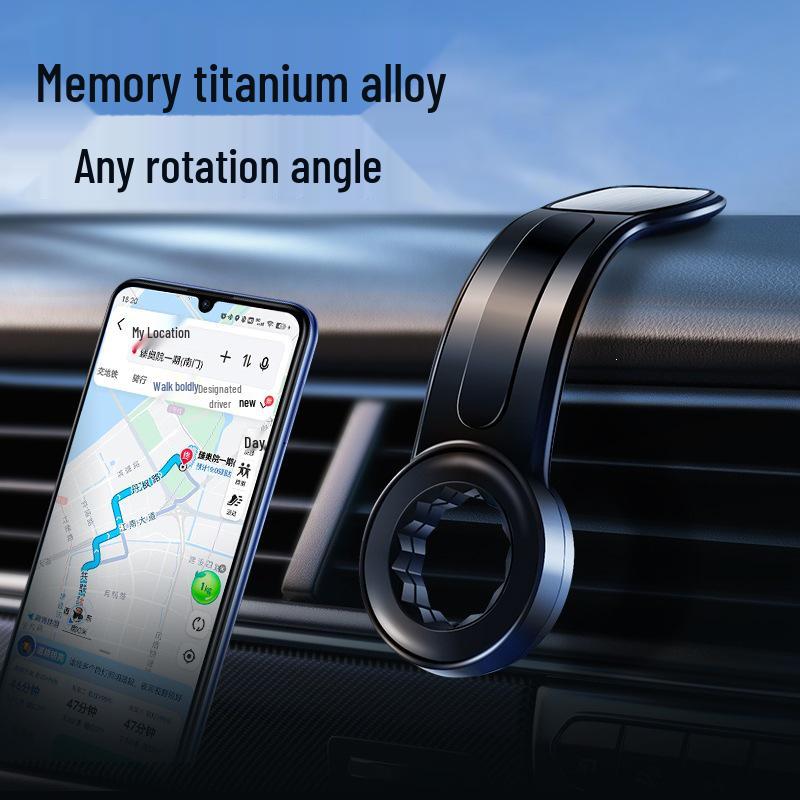 Universal Foldable Magnetic Car Phone Holder: Adjustable, Rotating, and Curved Design for Dashboard.