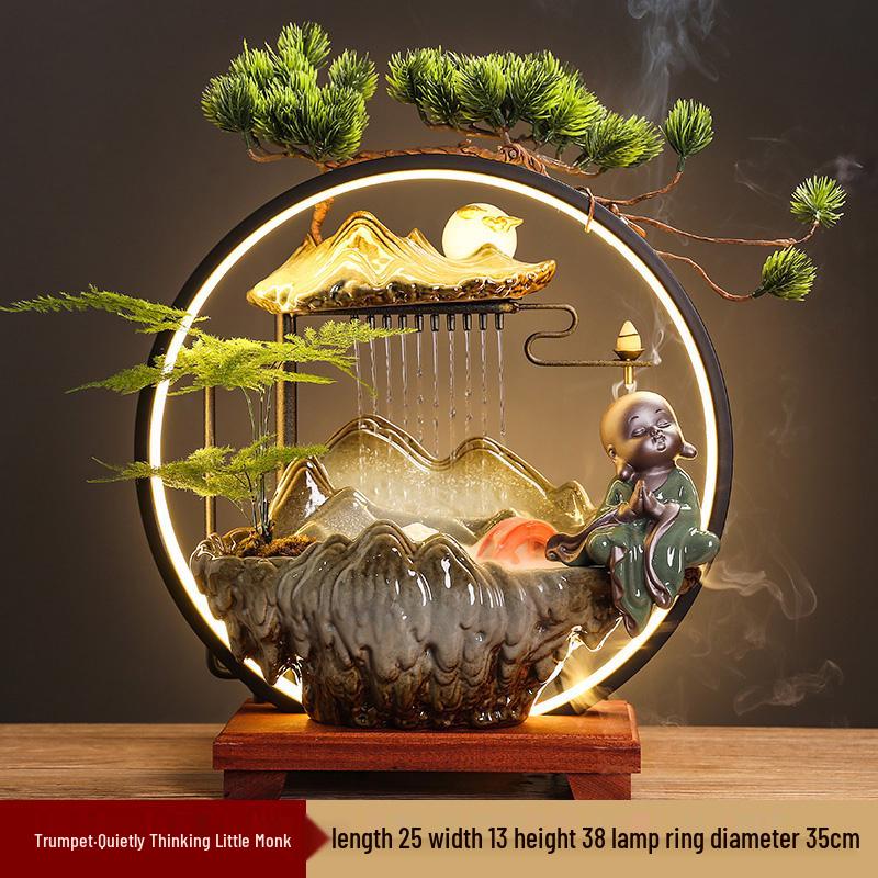 Flowing Water Backflow Incense Fountain & Humidifier - Perfect for Home, Office, or Gift Decoration.