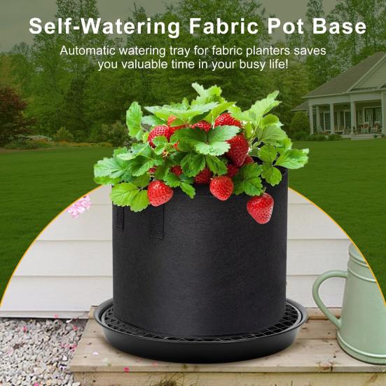 4 Pcs Self-Watering Fabric Pot Base Auto-Irrigation Plant Saucer Breathable Planter Base for 5 Gallon Grow Bag Prevent Plant Rot