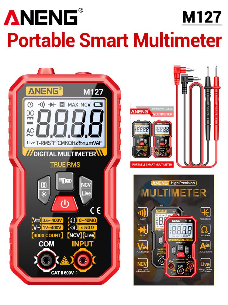 2026 ANENG M127 Intelligent Digital Multimeter PT1005B Test Leads Probe AC/DC Voltage Resistance Tester 1000V 10A Universal Needle Tip Diagnosis Tools