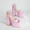 Fashion 2024 Summer New Products Square Head Hollow Thick Heel Satin High Heel Fish Mouth Women's Shoes Plus Size Catwalk Sandals Trend