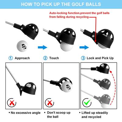 Golf Topu Alıcısı 8 Bölüm Paslanmaz Çelik Teleskopik Top Toplayıcı Alma Tutucu Su İçin Genişletilebilir Golf Eğitim Yardımcıları
