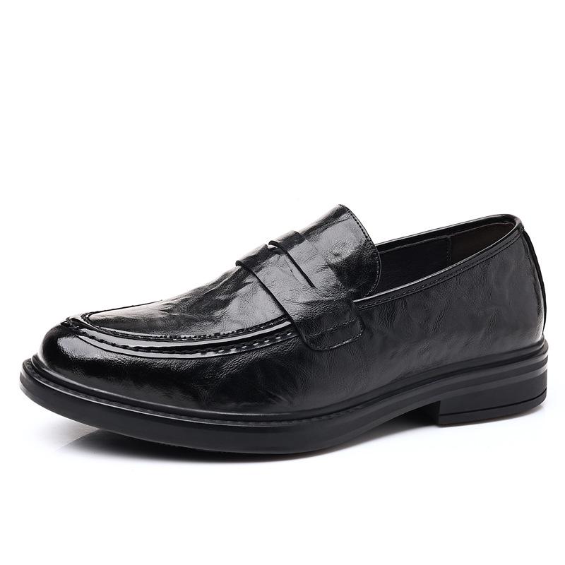 

Мужские новые универсальные туфли из натуральной кожи высокого класса, повседневные, деловые, с носком 42 чёрный