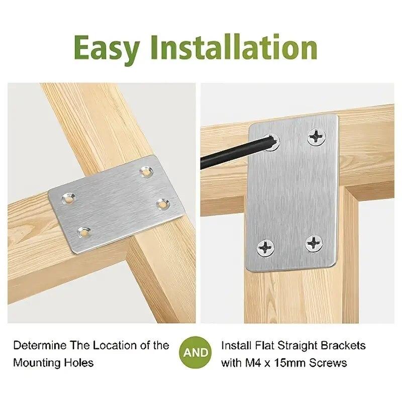 Three Types of Stainless Steel Corner Brackets for Quick Connection and Reinforcement of Furniture, 10 Pieces of Corner Brackets