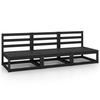Garden Sofa - vidaXL - 3 Pcs - Solid Pine Wood - Black - Modular