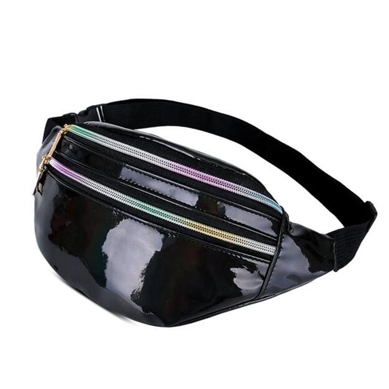 Einfache Taille Tasche für Frauen Glänzender Laser Hüfttasche für Mädchen Party Tasche Kleine Brusttaschen KTY
