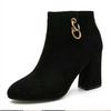 Women Warm And Velvet Women'S Boots Vintage Block Heel Ankle Boots Side Zipper High Heels Women Shoes Big Sizes Fg6