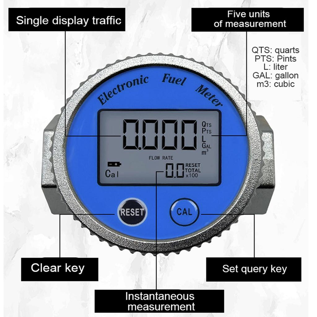 Digital Flowmeter ±1% Accuracy Support QTS PTS L GAL DN20/DN25 Flow Meter Waterproof Metal Flow Control Meter
