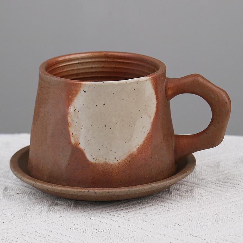Retro Ceramic Cup and Saucer Set - Niche Design Creative Coffee Mug