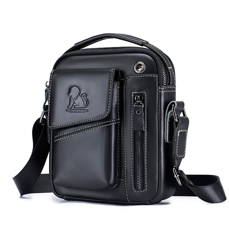 STEEL LION Men's Cowhide Leather Crossbody Sports Bag - Durable, Fashionable, Mini Handbag
