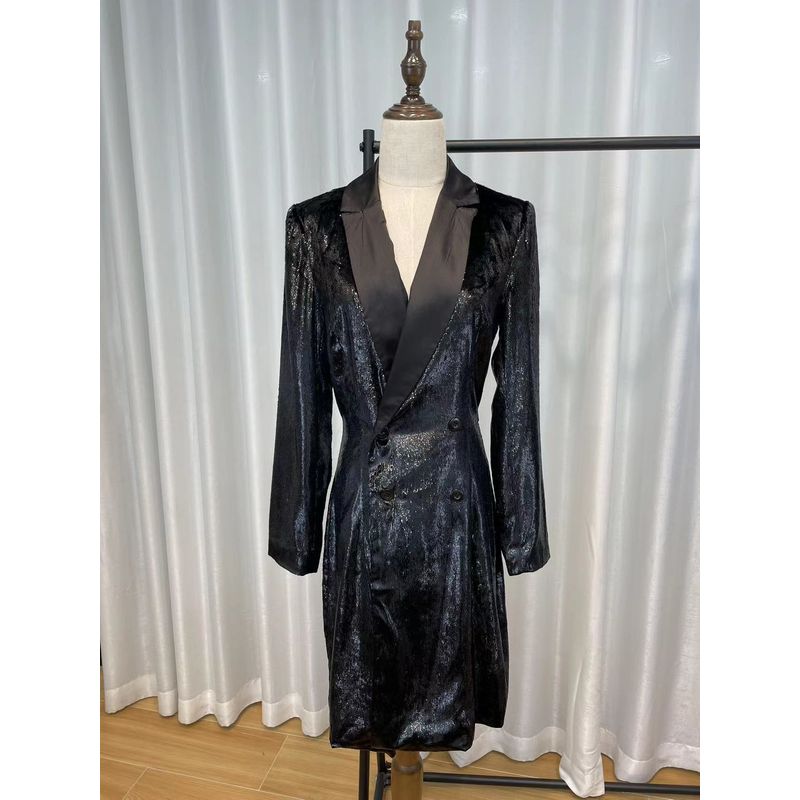 Italy Twin-Set Early Autumn New Arrival Fancy Bright Silk Pleuche Long Sleeve Suit Skirt Female Dress