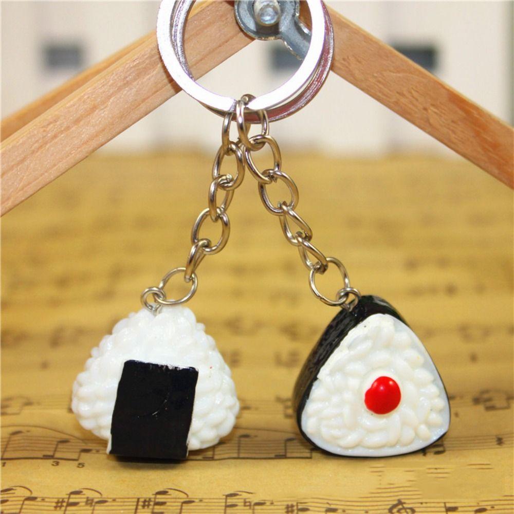 Resin Simulation Japanese Sushi Key Chain Simulation Japanese Rice Ball Model Pendant  Jewelry Girl