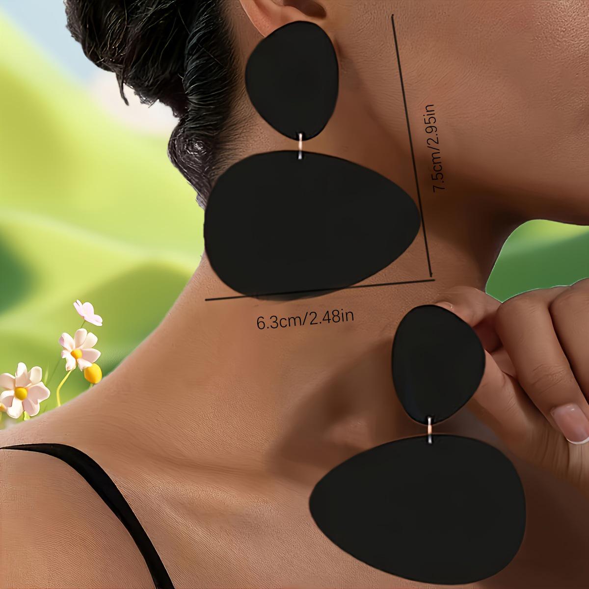 Ретро Минималистичные Геометрические Черно-Белые Серьги-Подвески с Узором