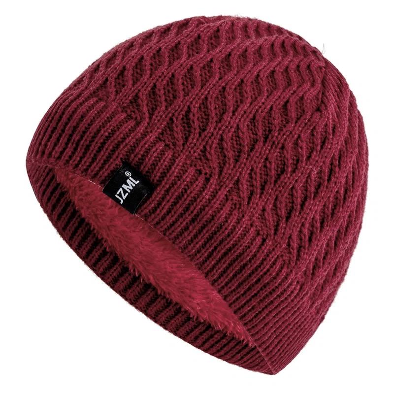 New Style Unisex Winter Hats Plush Fur Lined Men Women Warm Beanie Cap Casual JZML Label Decor Outdoor Winter SKI Knitted Hats