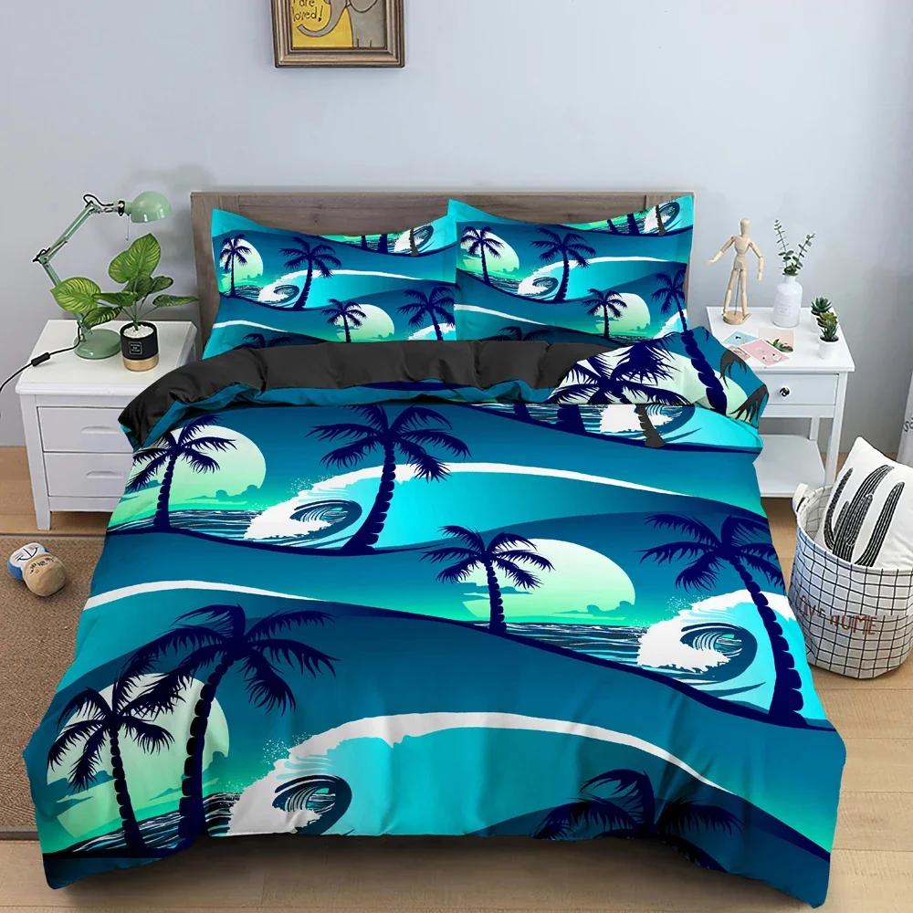

Tropical Trees Coconut Tree Comfortable Duvet Quilt Cover Pillowcase Bedding Set Children Bedroom Decoration Home Textile 70x133cm 2pcs