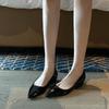 Sheepskin Version Spring and Autumn French Style Black Inner Height-increasing Women's Shoes Pointed Flat Shoes Women's Shallow Mouth Shoes Versatile