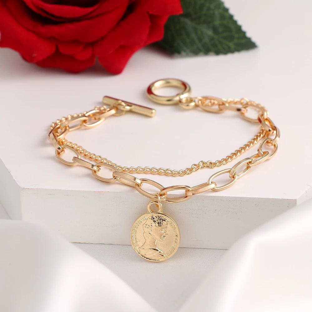 3PCS Fashion Thick Chain Link Bracelets for Women Vintage Snake Chain Gold Color Silver Color Bangles Bracelets Set Punk Jewelry