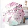 Cherry Blossom Lanterns Automatic Folding Umbrella  8 Ribs, Durable Iron Frame, Bright Color Pattern Compact Travel Umbrella, Suitable for O