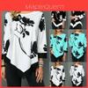 Elegant Women Irregular Floral Blouse Tee With Asymmetric Hem And Round Neck