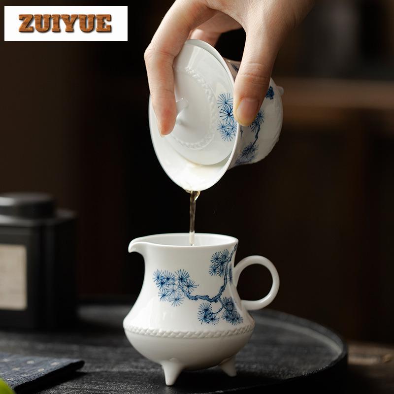125M Hand-painted Pine Wind Gaiwan Handmade Three Legged Tripod Tea Tureen Household Tea Maker Cover Bowl Kung Fu Teaware Gift